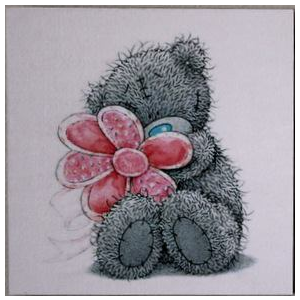 Photoblock - Grey bear with flower