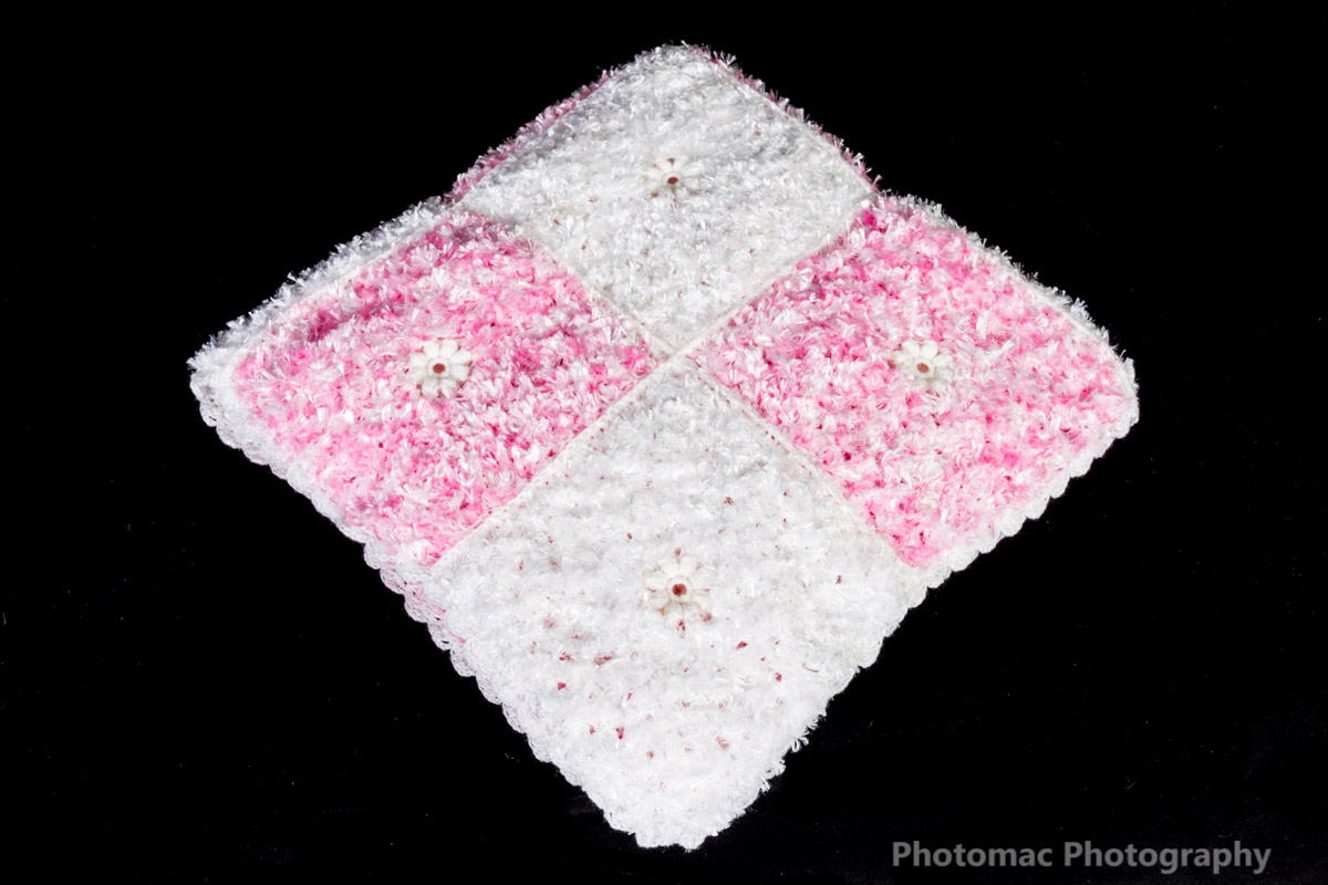Baby Blanket - Feather Pink and white