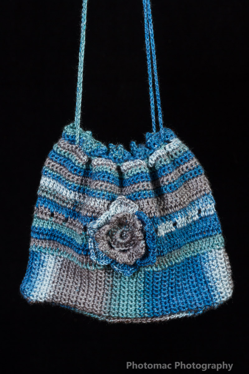 Grey and Blue multi colour flower bag