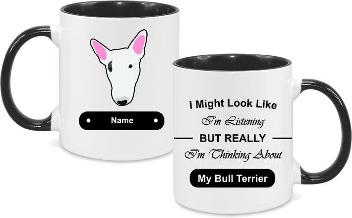 Bull Terrier Face White with text