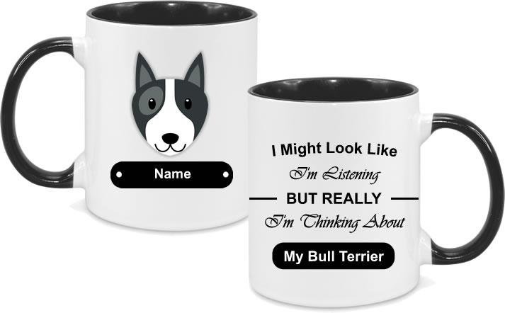 Bull Terrier Face Black with text