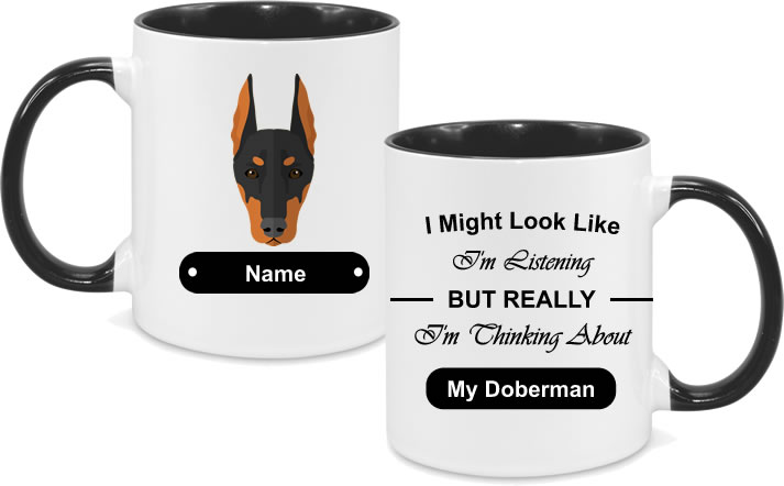 Doberman Face Dark with text
