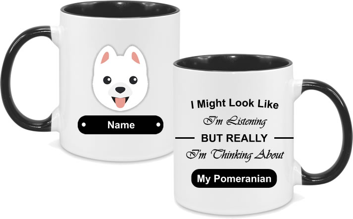 Pomeranian Face White with text