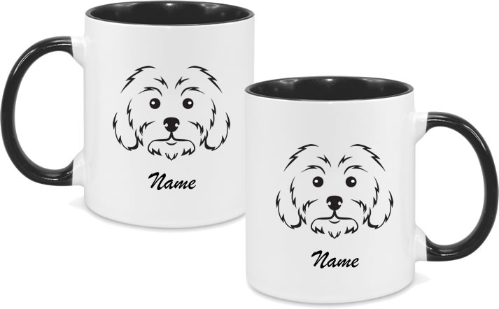 Poodle Face with Cursive name both sides