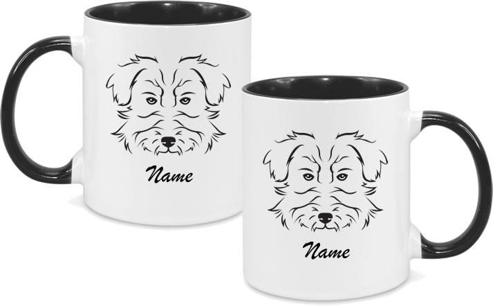 Scruffy Dog Face with cursive name both sides