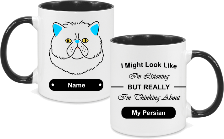 Persian Cat Face Blue Drawn with text