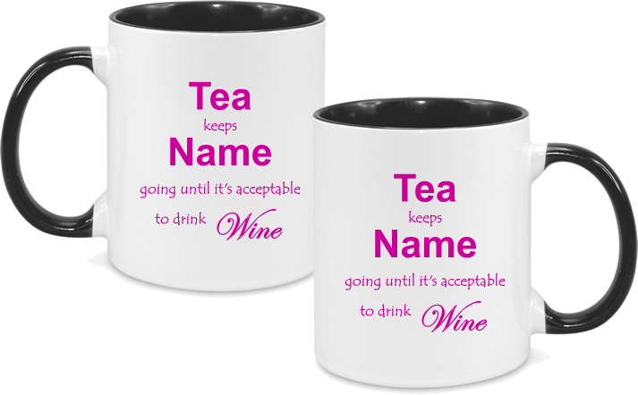Tea Keeps name going, pink text