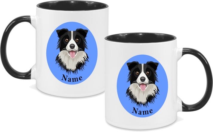 Border Collie With circle background Name both sides