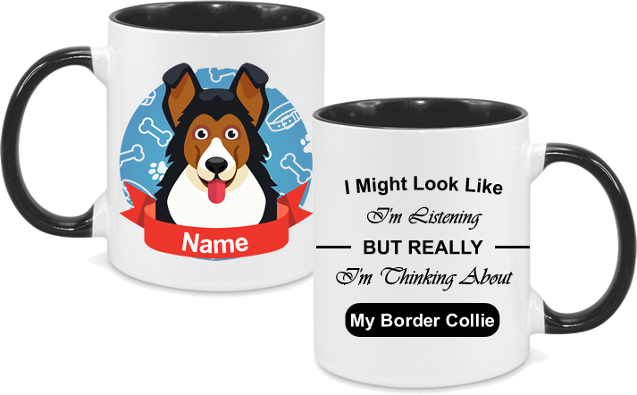 Border Collie Red Ribbon with text
