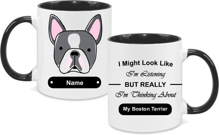 Boston Terrier Drawn Face with text