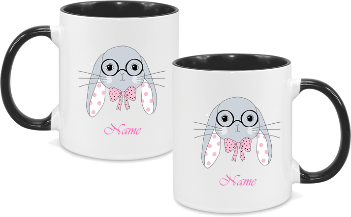 Bunny both sides with name in pink text